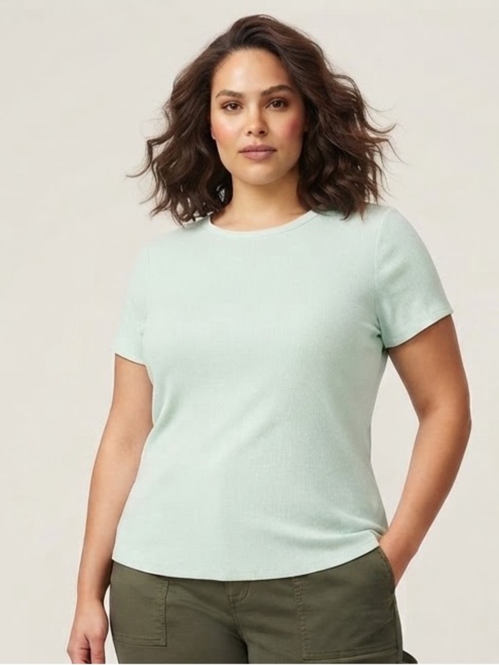 Magashoni Ribbed Everyday Short Sleeve Crewneck Top -